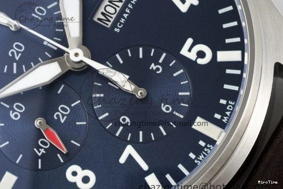 MIROTIME 0323 Pilot Chrono SS AZF 1:1 Best Edition Blue Dial on Brown Leather Strap A TimelessDesign 7060